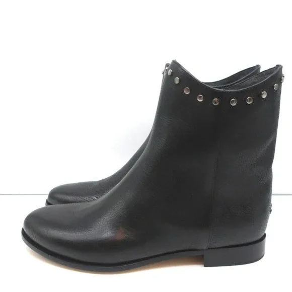 Jimmy Choo Marco Flat Ankle Boots Black Studded Leather Size 37 NEW - Picture 6 of 10